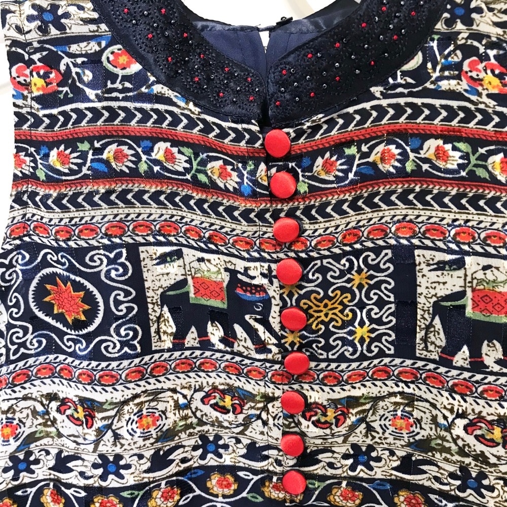 Vintage 90s Anthropologie XS Print Tunic Crop Top - Picture 9 of 10